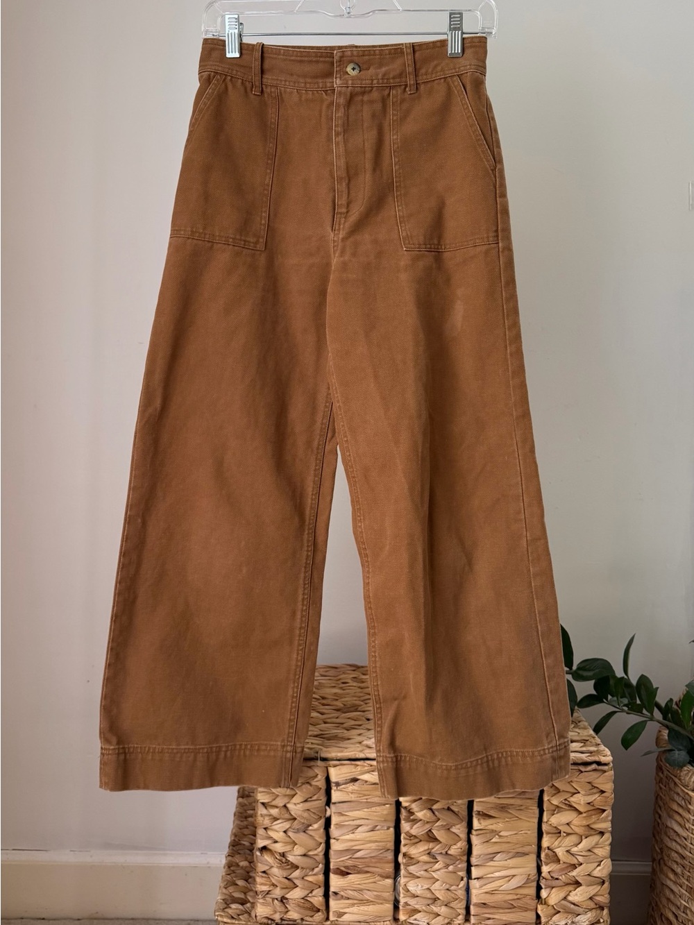 Women's FRYE Nadia Brown Duck Canvas Wide Leg Pants Size 25